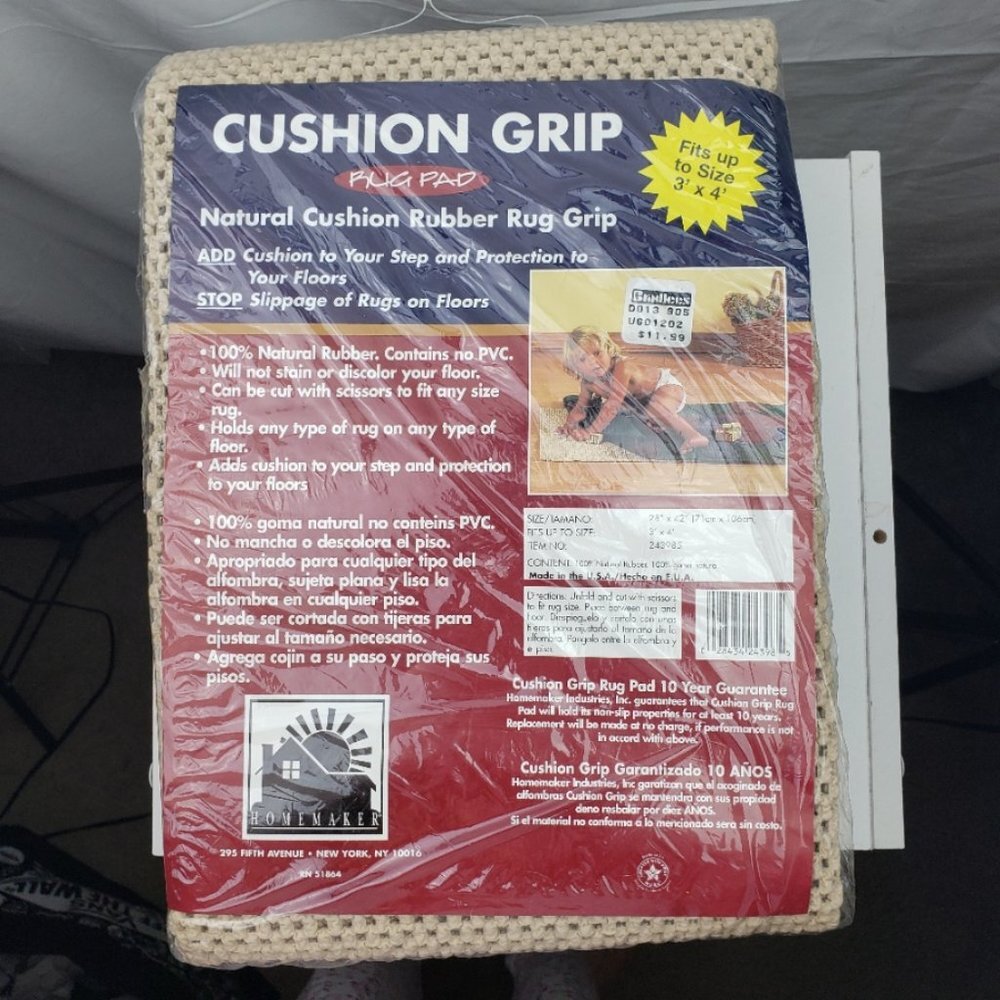Homemaker Cushion Grip Rug Pad NWT